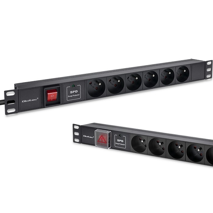 Qoltec Aluminiowa Listwa zasilająca PDU do RACK 19'' | 1U | 16A | 6xFRENCH | 1.8m - zdjęcie 5