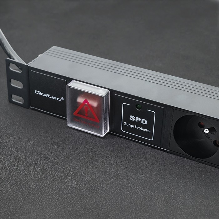 Qoltec Aluminiowa Listwa zasilająca PDU do RACK 19'' | 1U | 16A | 6xFRENCH | 1.8m - zdjęcie 7
