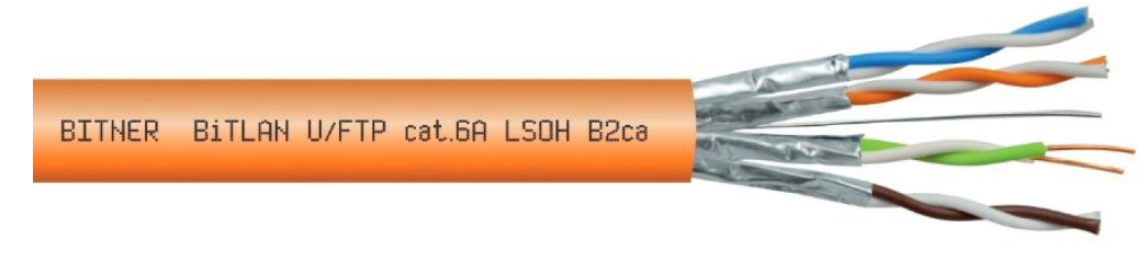 Przewód teleinformatyczny BiTLAN U/FTP 4x2x23 AWG cat. 6A 500MHz LSOH TI0117 klasa B2ca‑s1a d1 a1 - 100m - zdjęcie 1