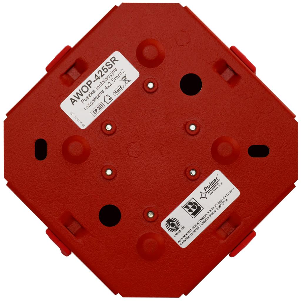 Puszka instalacyjna rozgałęźna 4x2,5mm2, ośmiokątna AWOP425SR - zdjęcie 4