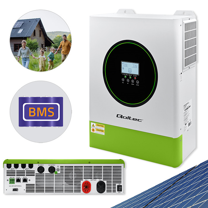 Qoltec Hybrydowy inwerter solarny Off-Grid 11000W | 160A | 48V | MPPT | BMS | Sinus | opcja Wi-Fi | Power Factor 1.0 - zdjęcie 11