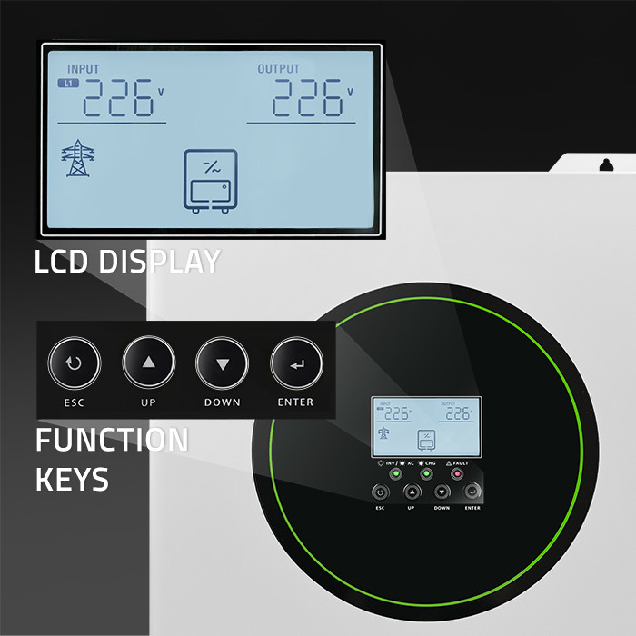 Qoltec Hybrydowy inwerter solarny Off-Grid 11000W | 160A | 48V | MPPT | BMS | Sinus | opcja Wi-Fi | Power Factor 1.0 - zdjęcie 4
