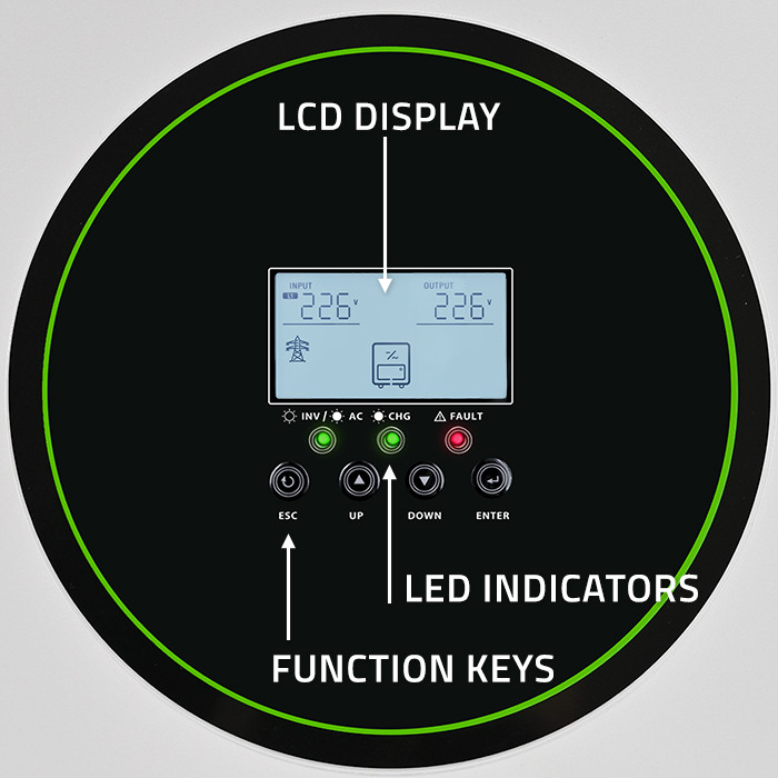 Qoltec Hybrydowy inwerter solarny Off-Grid 11000W | 160A | 48V | MPPT | BMS | Sinus | opcja Wi-Fi | Power Factor 1.0 - zdjęcie 6