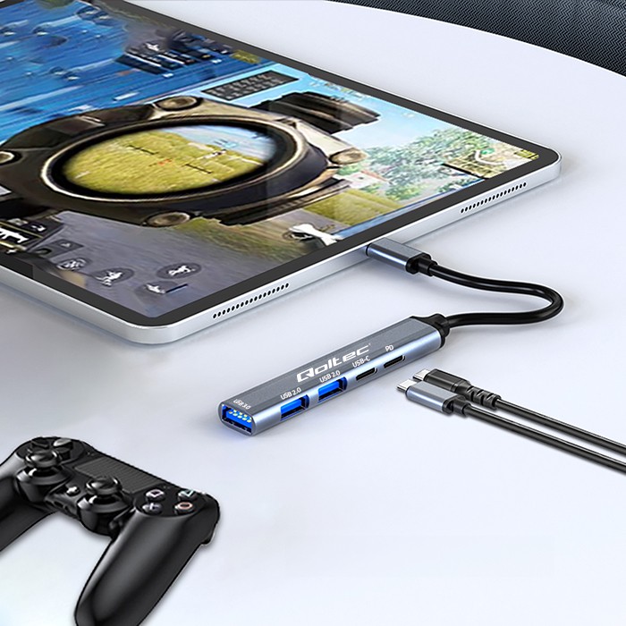 Qoltec Hub Adapter USB-C 3.1 5w1 | USB-C PD| USB-C | 2x USB 2.0 | USB 3.0 - zdjęcie 5