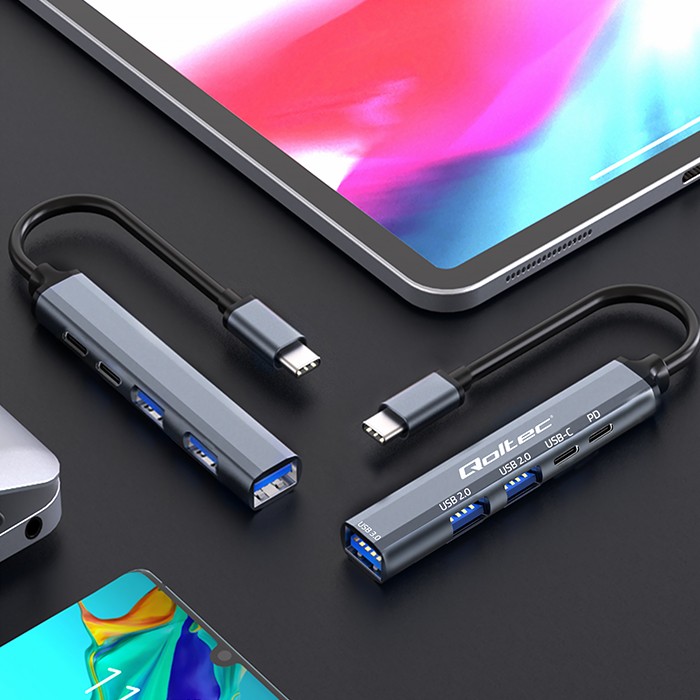 Qoltec Hub Adapter USB-C 3.1 5w1 | USB-C PD| USB-C | 2x USB 2.0 | USB 3.0 - zdjęcie 7