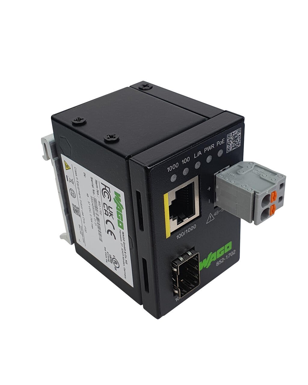 Mediakonwerter przemysłowy; przewód miedziany/port SFP ; PoE; 100/1000 BASE - zdjęcie 1