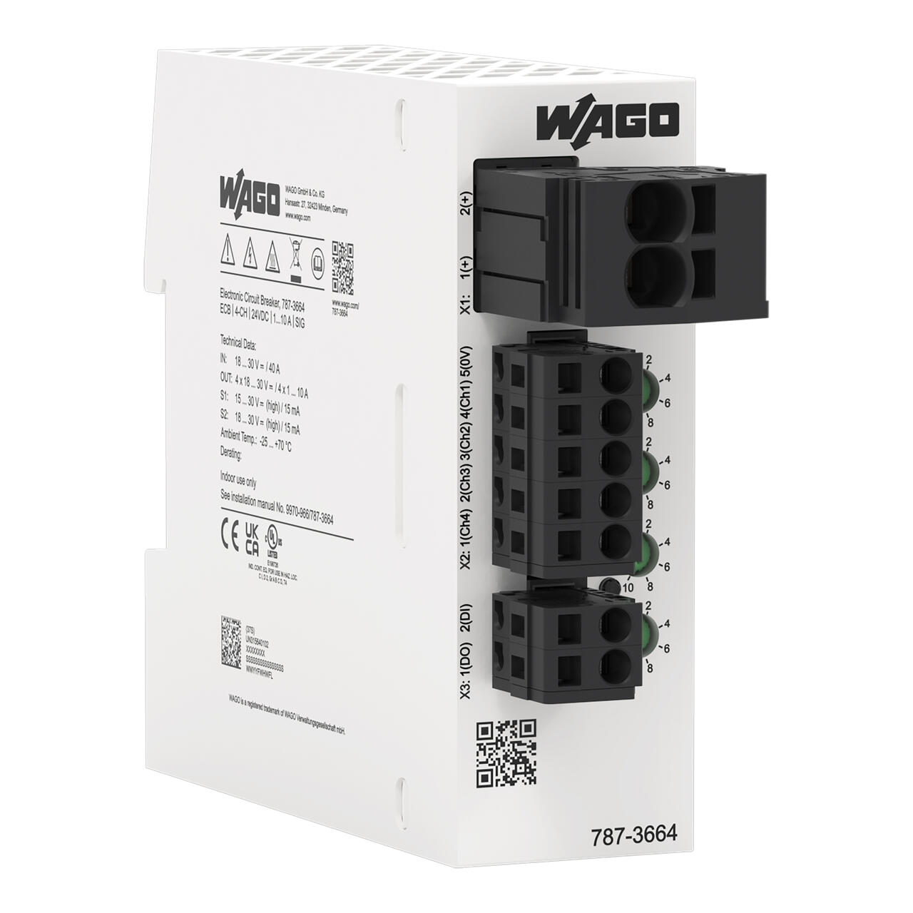 Elektroniczny wyłącznik nadprądowy; 4-kanałowy; napięcie wejściowe 24 V DC; konfig. 1 … 10 A; zestyk sygnalizacyjny - zdjęcie 1