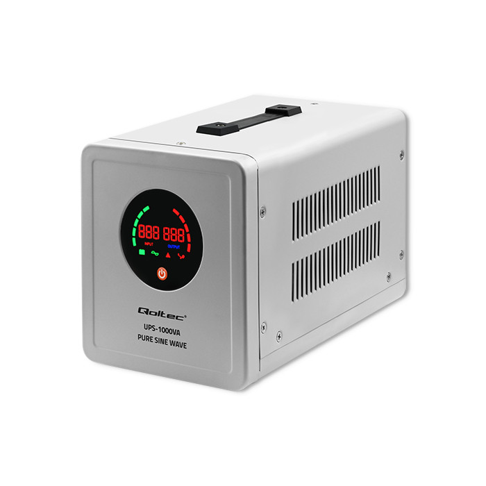 Qoltec Zasilacz awaryjny UPS 1000VA/700 | Przetwornica 12/230V z AVR | Sinus - zdjęcie 1
