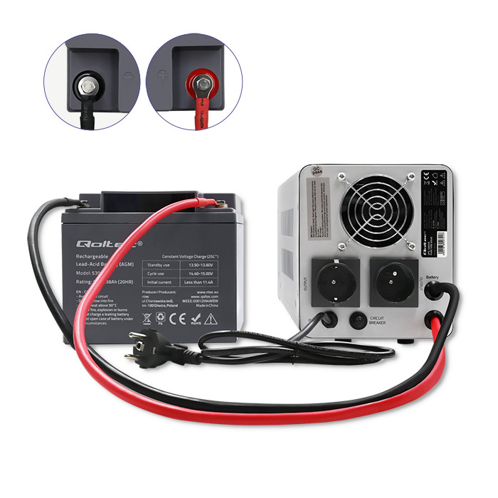 Qoltec Zasilacz awaryjny UPS 1000VA/700 | Przetwornica 12/230V z AVR | Sinus - zdjęcie 4