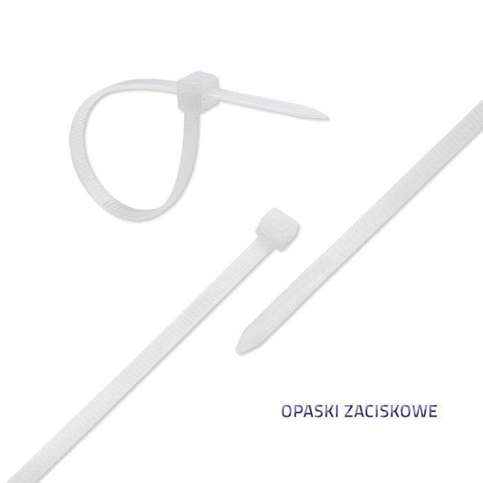 Qoltec Opaski zaciskowe Trytki kablowe | 7.2*350mm | 50 szt. | Nylon66 | UV | Białe - zdjęcie 4