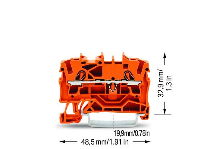 złączka przelotowa 2-przewodowa; 2,5 mm²; do zastosowań Ex e II; opis z boku i na środku; na szynę TS 35 x 15 i 35 x 7,5; Push-in CAGE CLAMP®; 2,50 mm²; pomarańczowy - zdjęcie 2