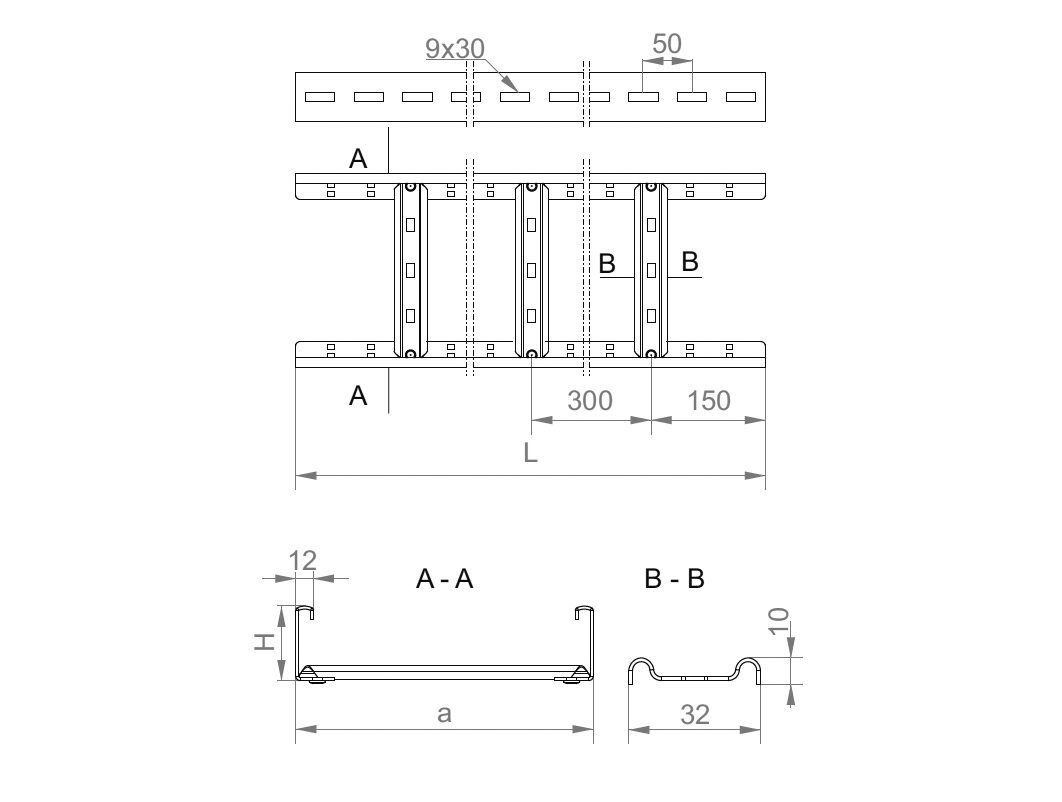 Drabinka DKD100H60/3N - 3000x100x60 mm - zdjęcie 2