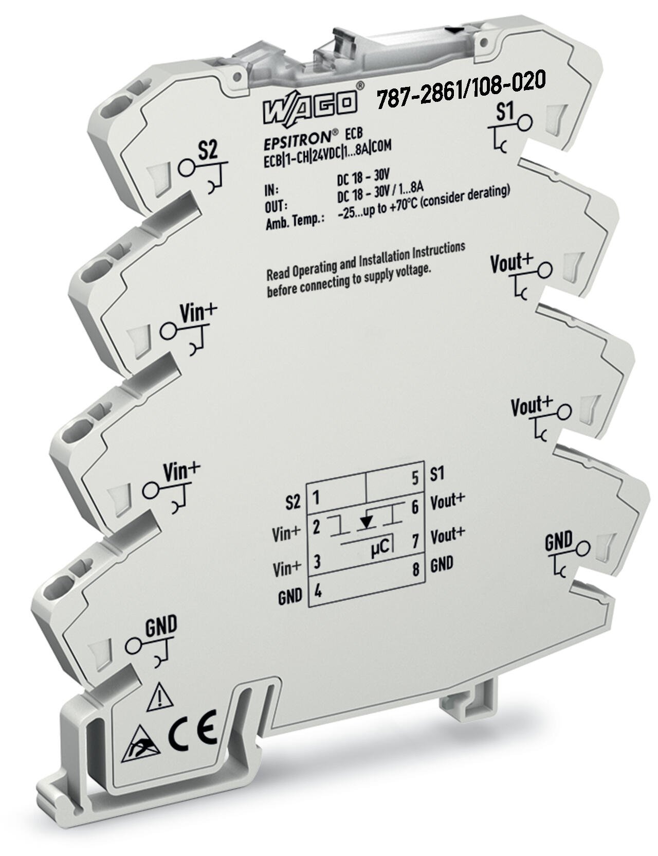Elektroniczny wyłącznik nadprądowy; 1-kanałowy; napięcie wejściowe 24 V DC; konfig. 1 … 8 A; zestyk sygnalizacyjny - zdjęcie 5