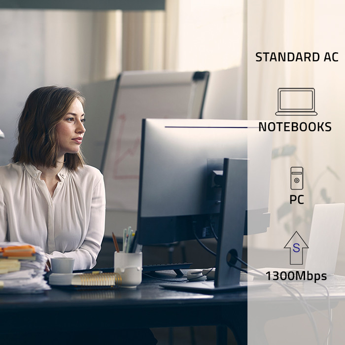 Qoltec Bezprzewodowy Ultra szybki DUAL mini WiFi adapter 2 x 2dBi | Standard AC | USB 3.0 | 1300Mbps - zdjęcie 3