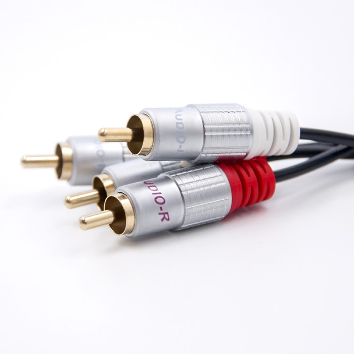 Qoltec Kabel 2x RCA męski / 2x RCA męski | 0.5m | Czarny - zdjęcie 3