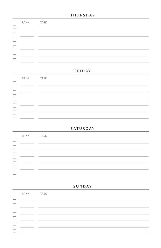 Ivy Lee Weekly Planner right