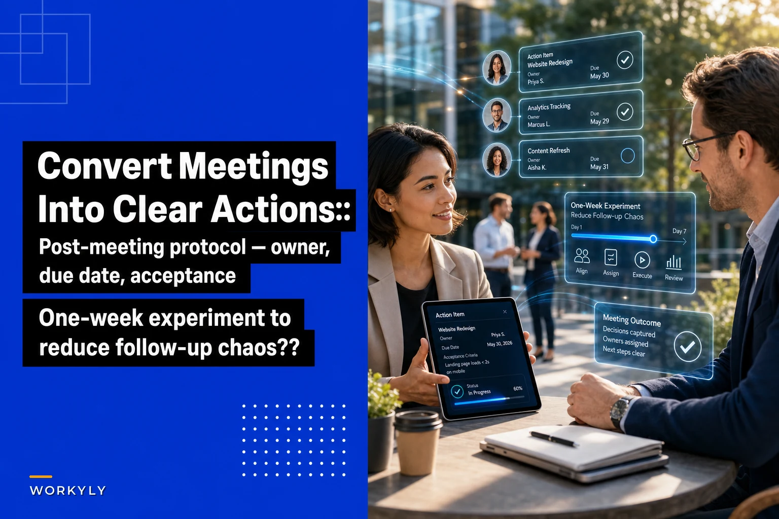 Convert meetings into clear asynchronous action items: a post‑meeting protocol and one‑week experiment