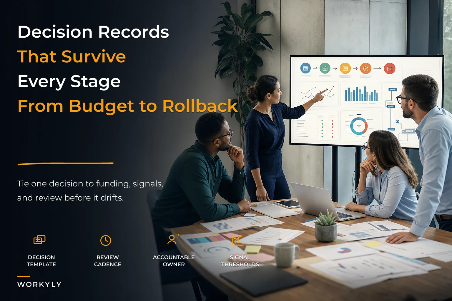 Decision hygiene at scale: lifecycle patterns to link decision records to funding, monitoring and rollback triggers