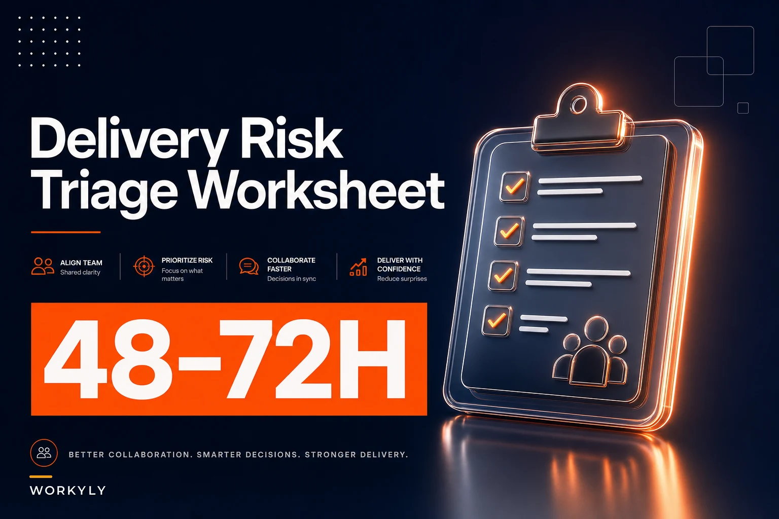 Delivery risk triage worksheet: a one-page scoring sheet, mitigation owners and a 48–72h follow-up ritual