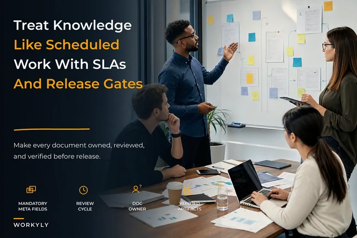 Knowledge-as-work: SLA-driven documentation, ownership and release-linked verification