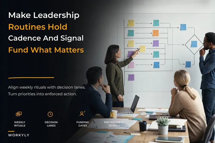Leadership routines that maintain operating cadence and signal priorities
