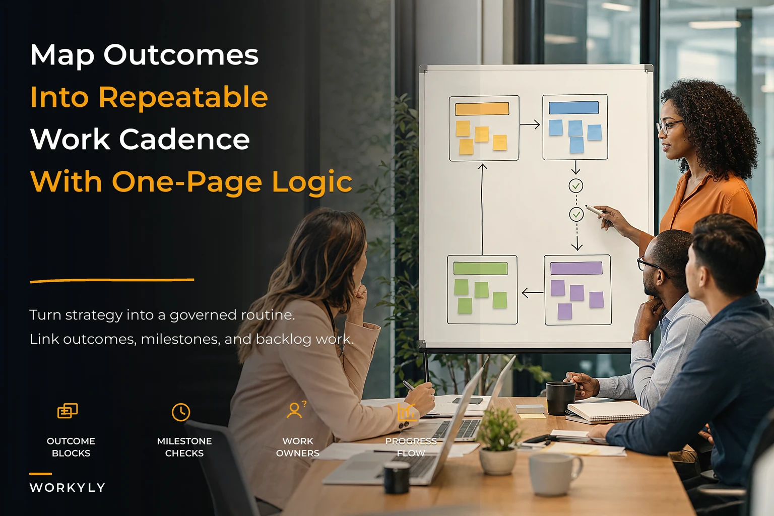 Operational roadmap: map strategic outcomes to a repeatable execution cadence and one-page templates