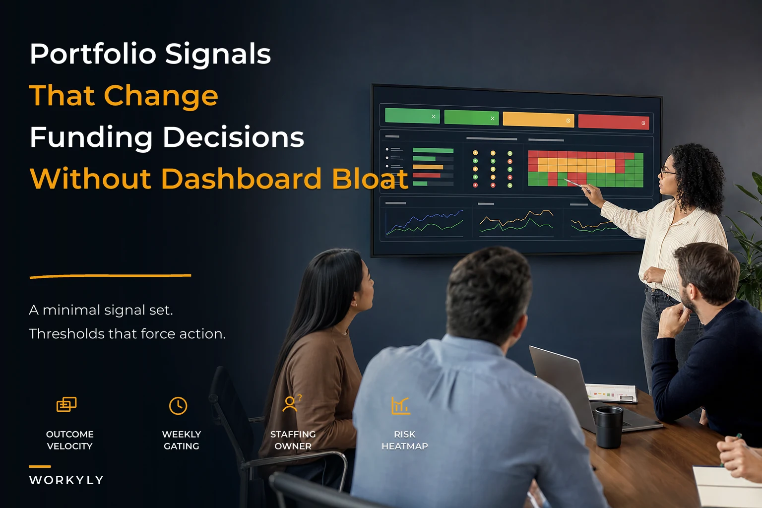 Portfolio observability that actually drives funding: a minimal dashboard, signals and decision thresholds