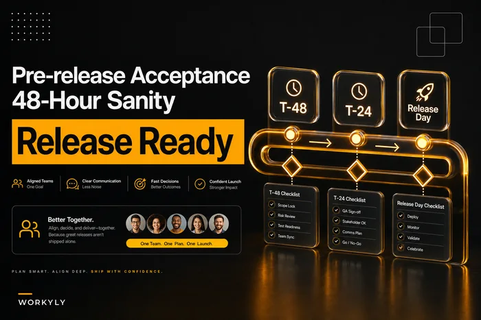 Pre-release acceptance checklist: required artifacts, 48-hour sanity checks and handback rules