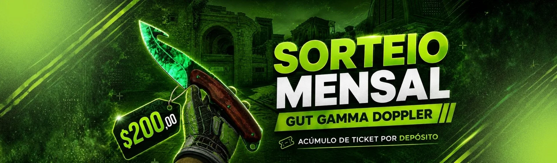 SORTEIO MENSAL CSGOSKINS 08/10 ★ GUT GAMMA DOPPLER (R$1.030,00)