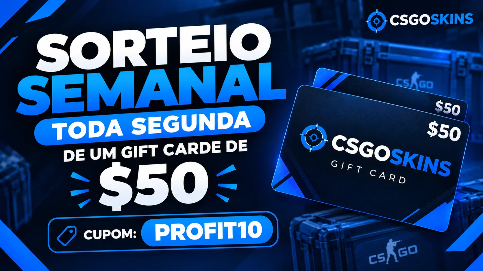 SORTEIO SEMANAL GIFT CARD $50