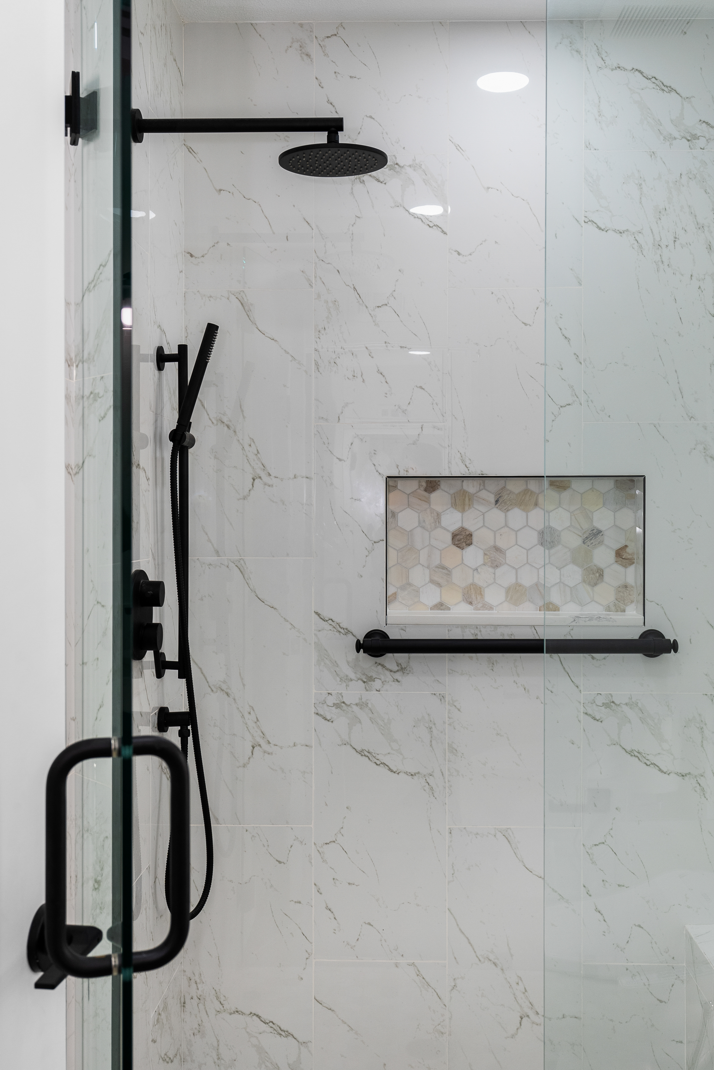 Stylish shower area with modern fixtures