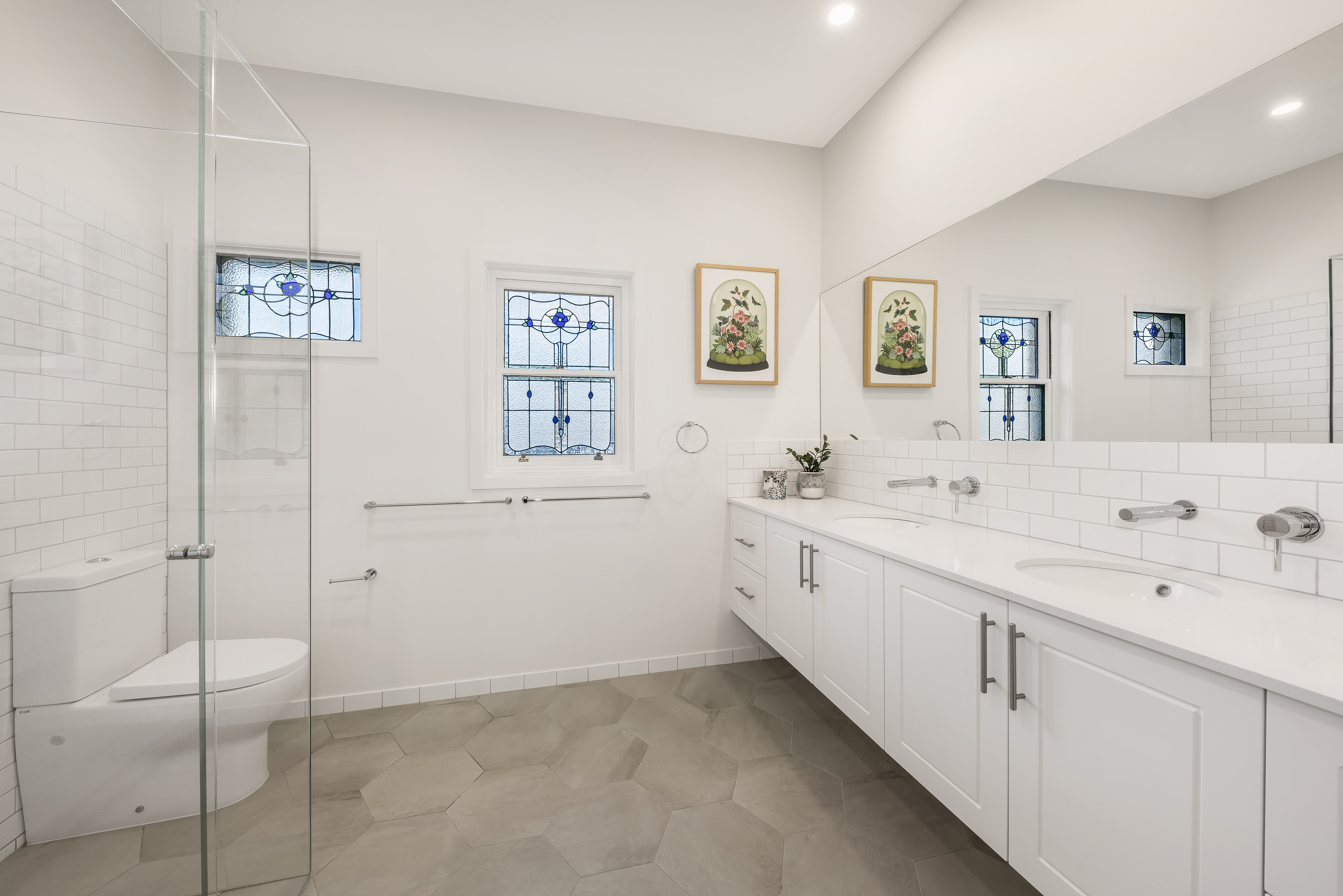 Modern bathroom featuring clean minimalist design