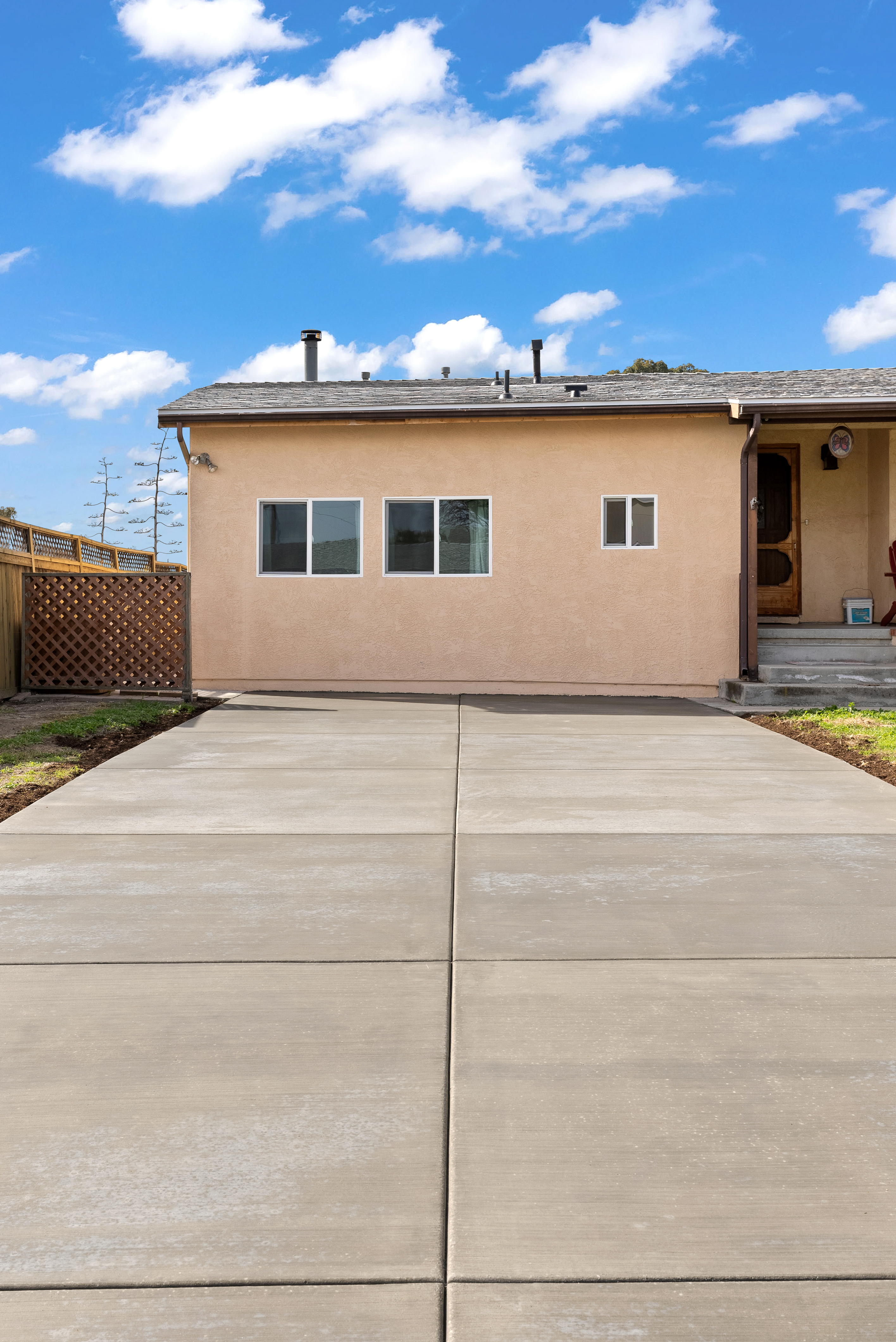 Exterior view of newly converted garage