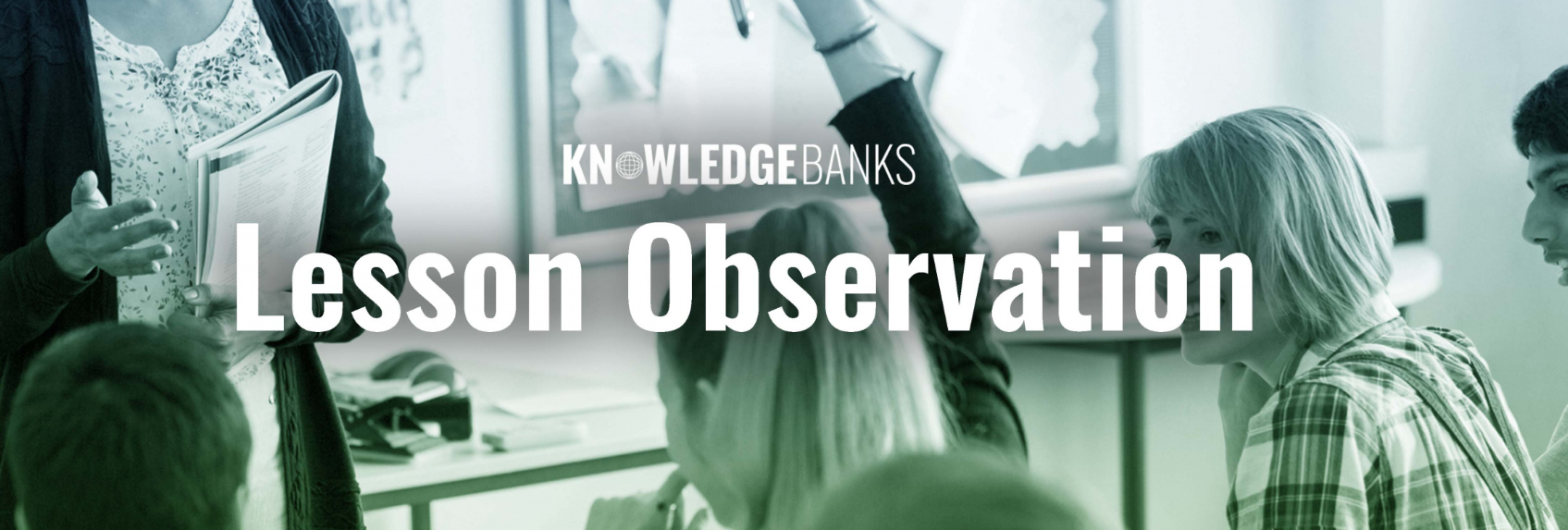 Classroom setting depicting lesson observation with engaged students