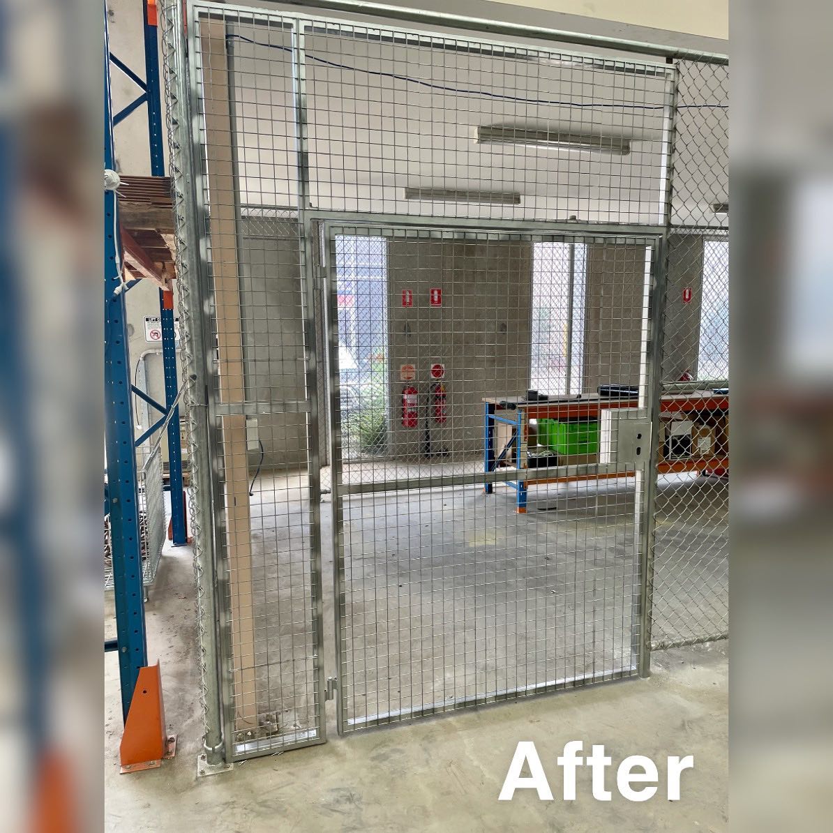 Post-installation view of the custom security fence