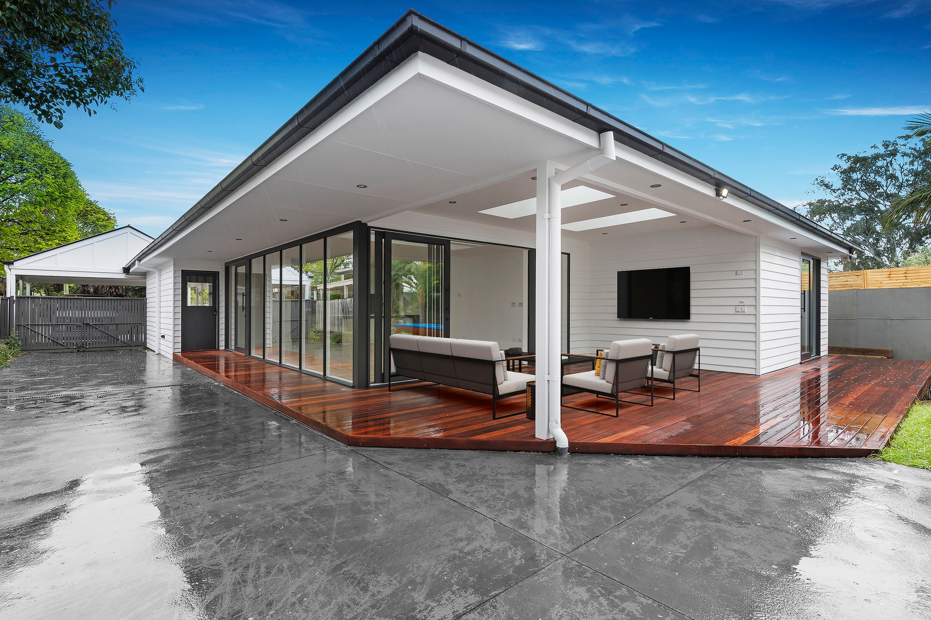 Covered outdoor patio area