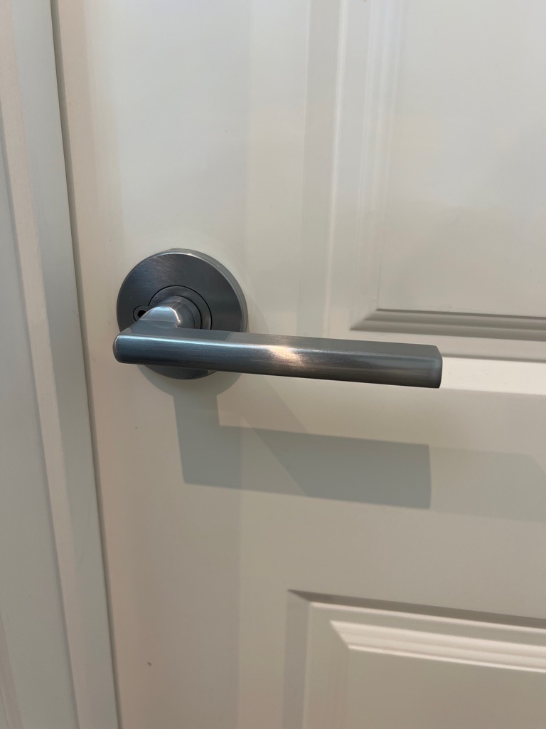 Close-up view of a door handle