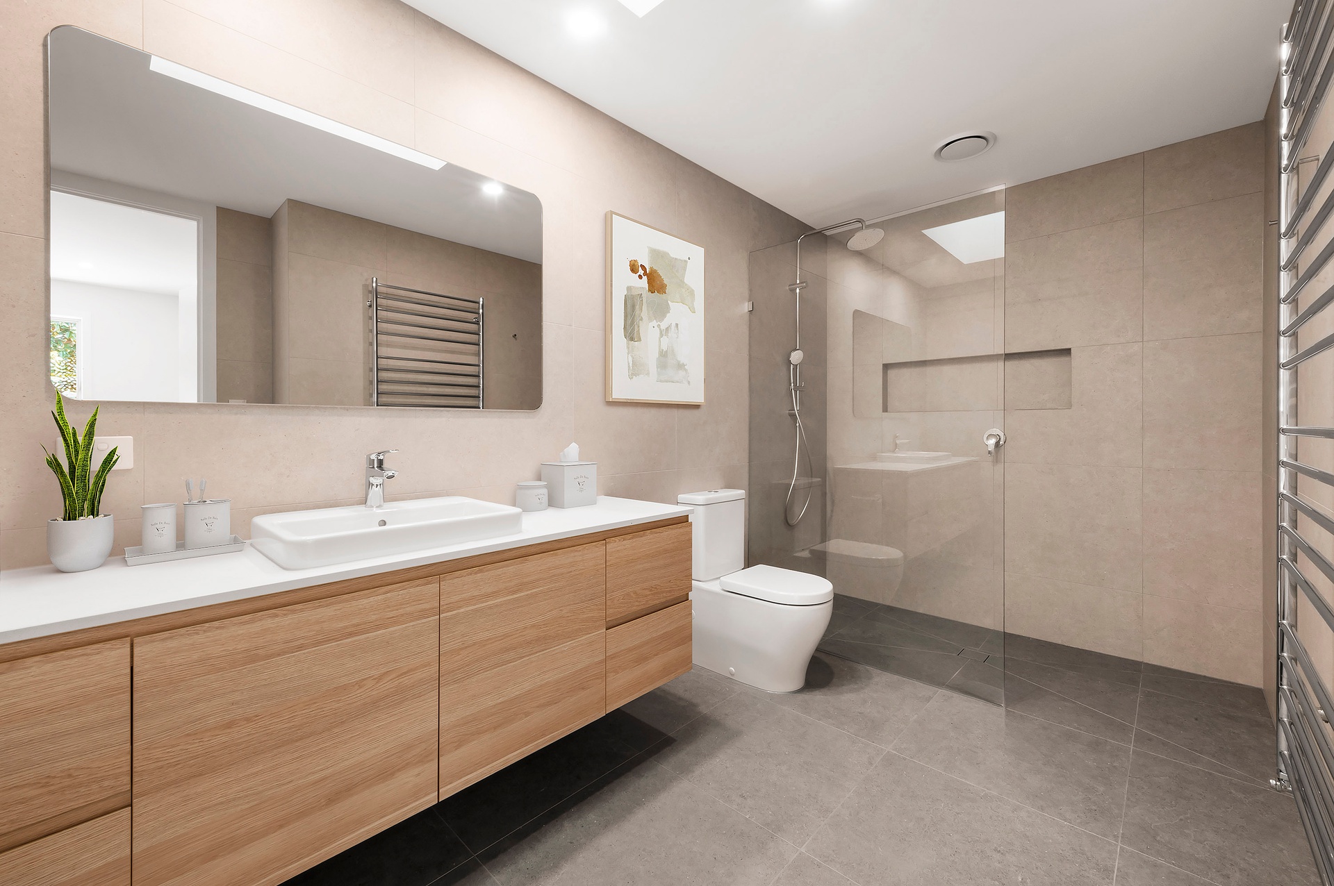 Modern bathroom with floating vanity