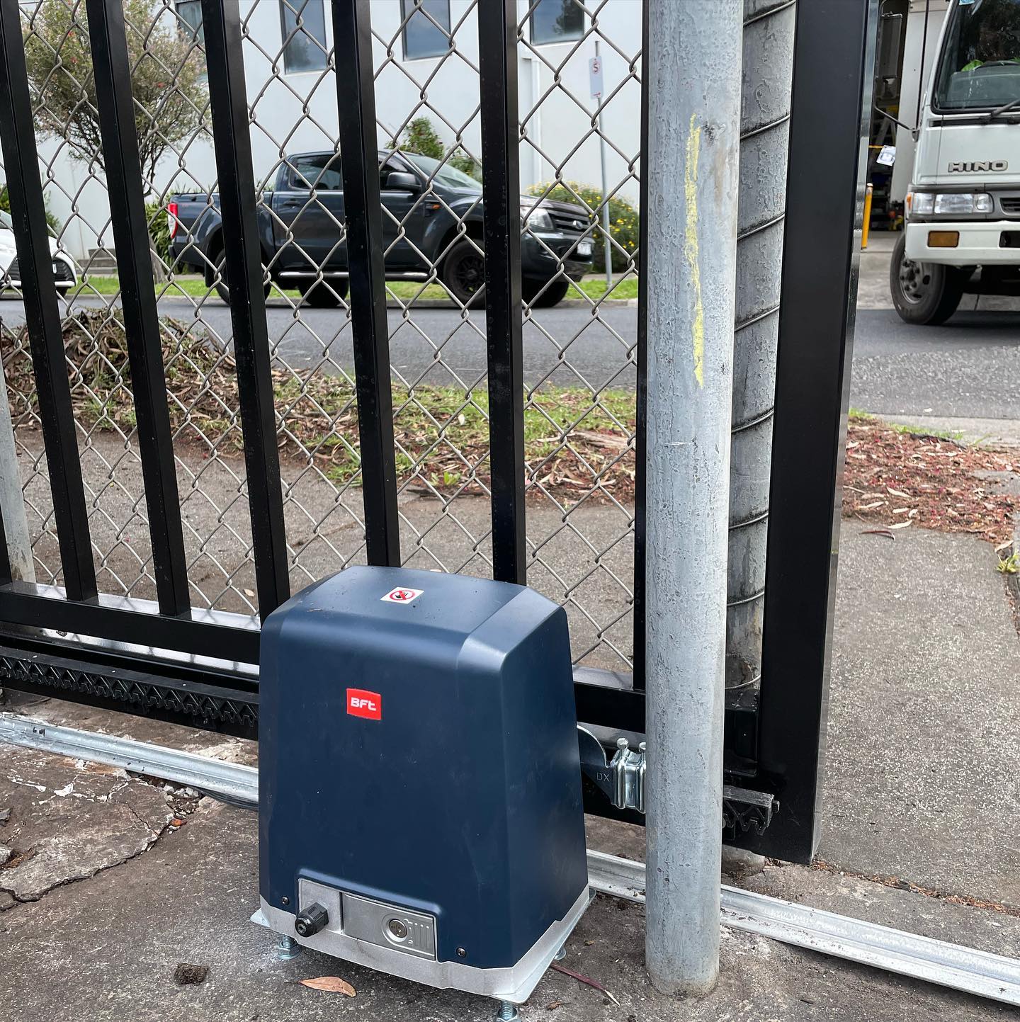 Commercial Sliding Gate Automated with a BFT Motor in Coburg 2 Commercial-style sliding gate automated with a BFT motor