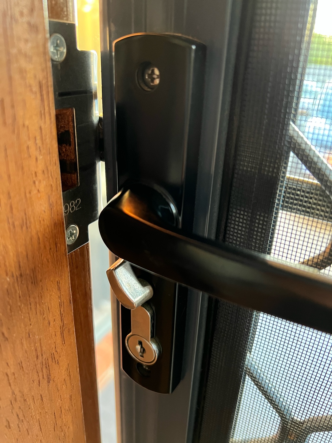 Close-up view of a modern door lock mechanism