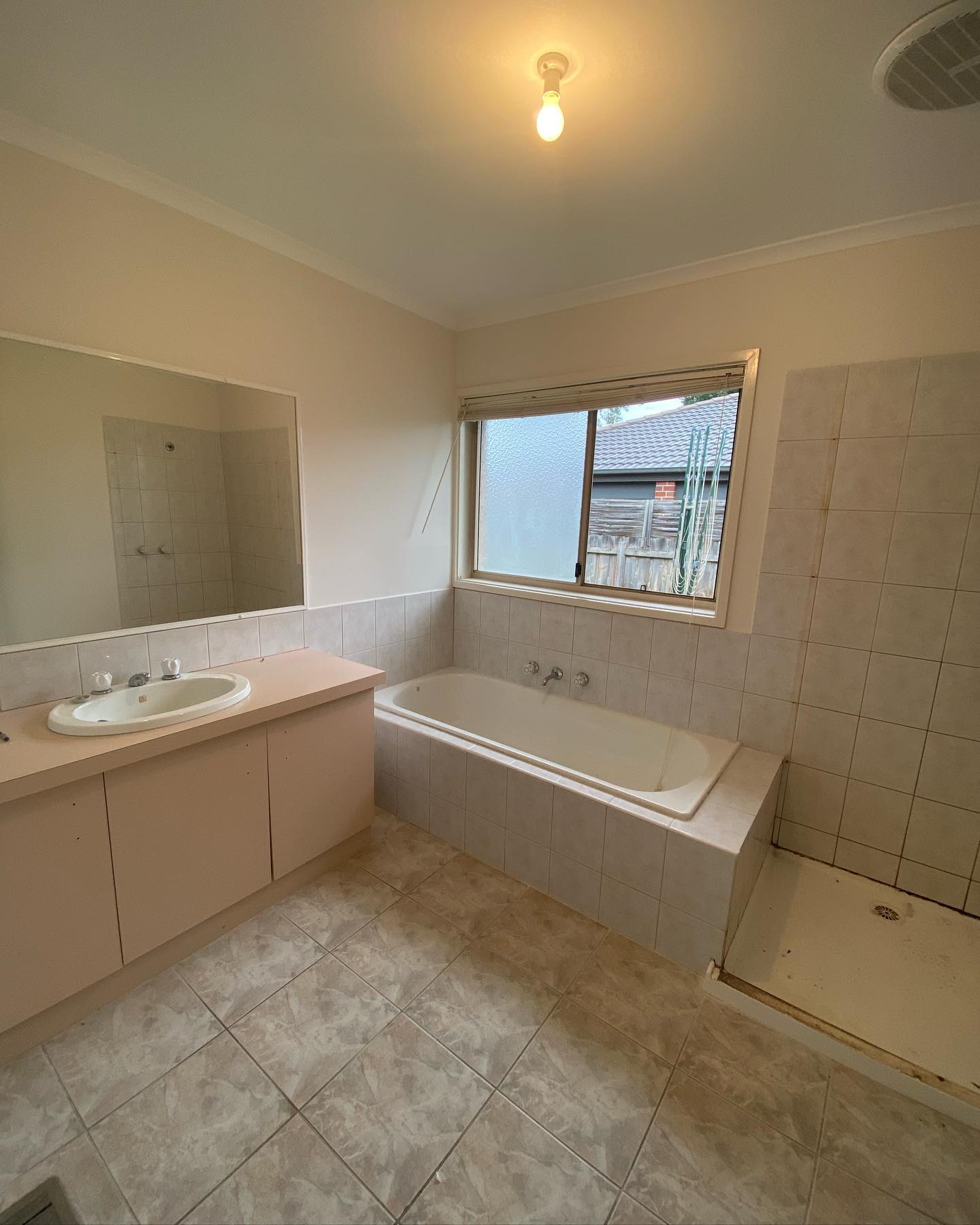 Initial state of bathroom sink with countertop