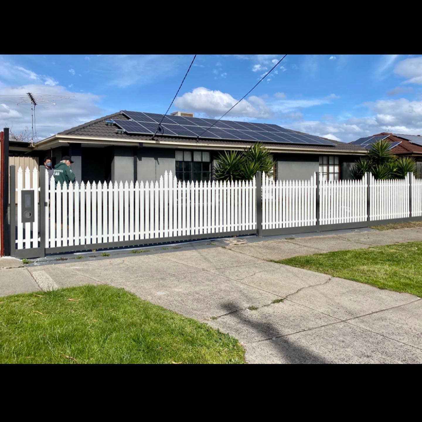 Stylish Steel Picket Fence in Meadow Heights 3 Manual sliding gate matching the design of the fence