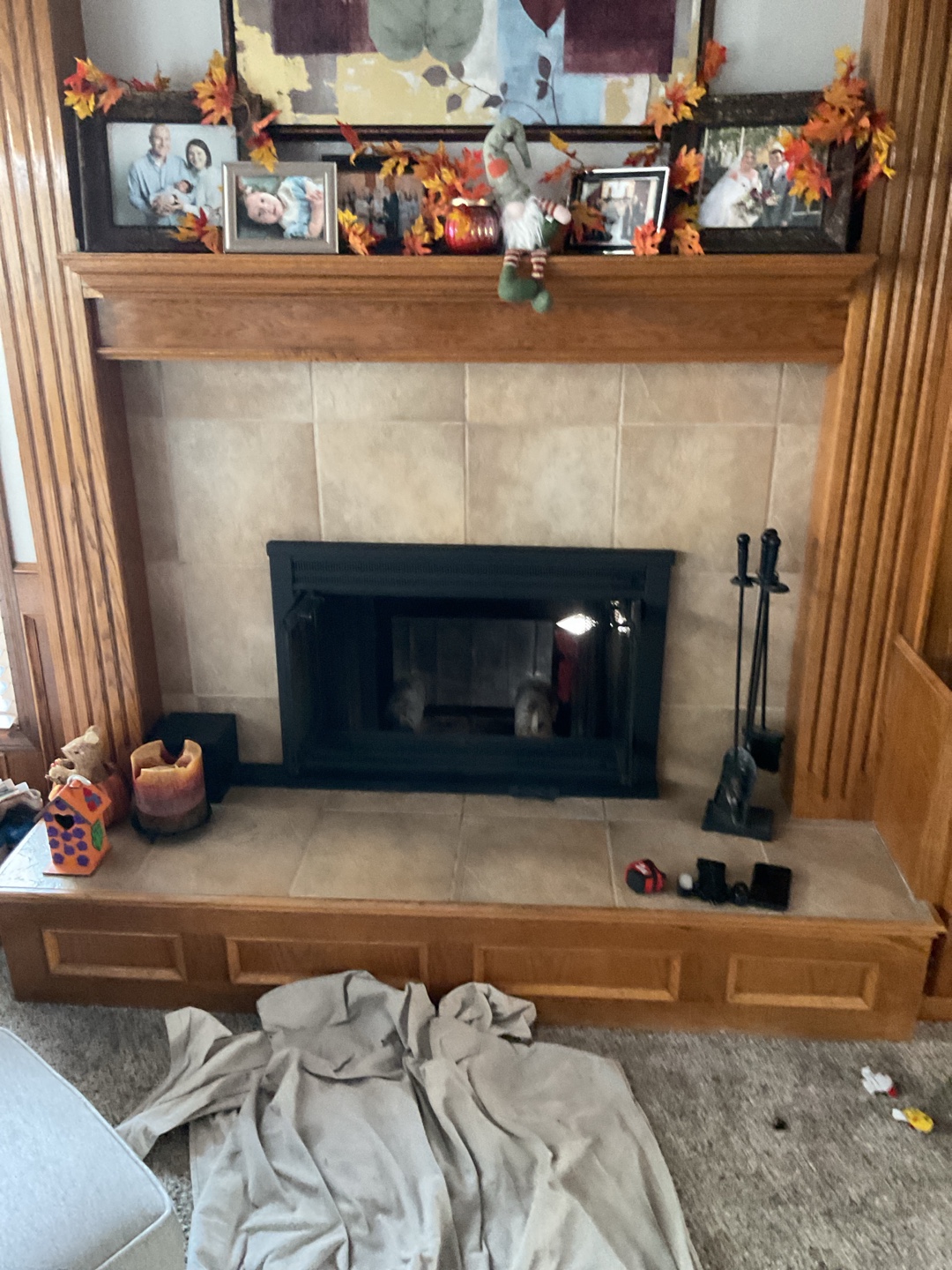The cozy living room featuring a fireplace after inspection
