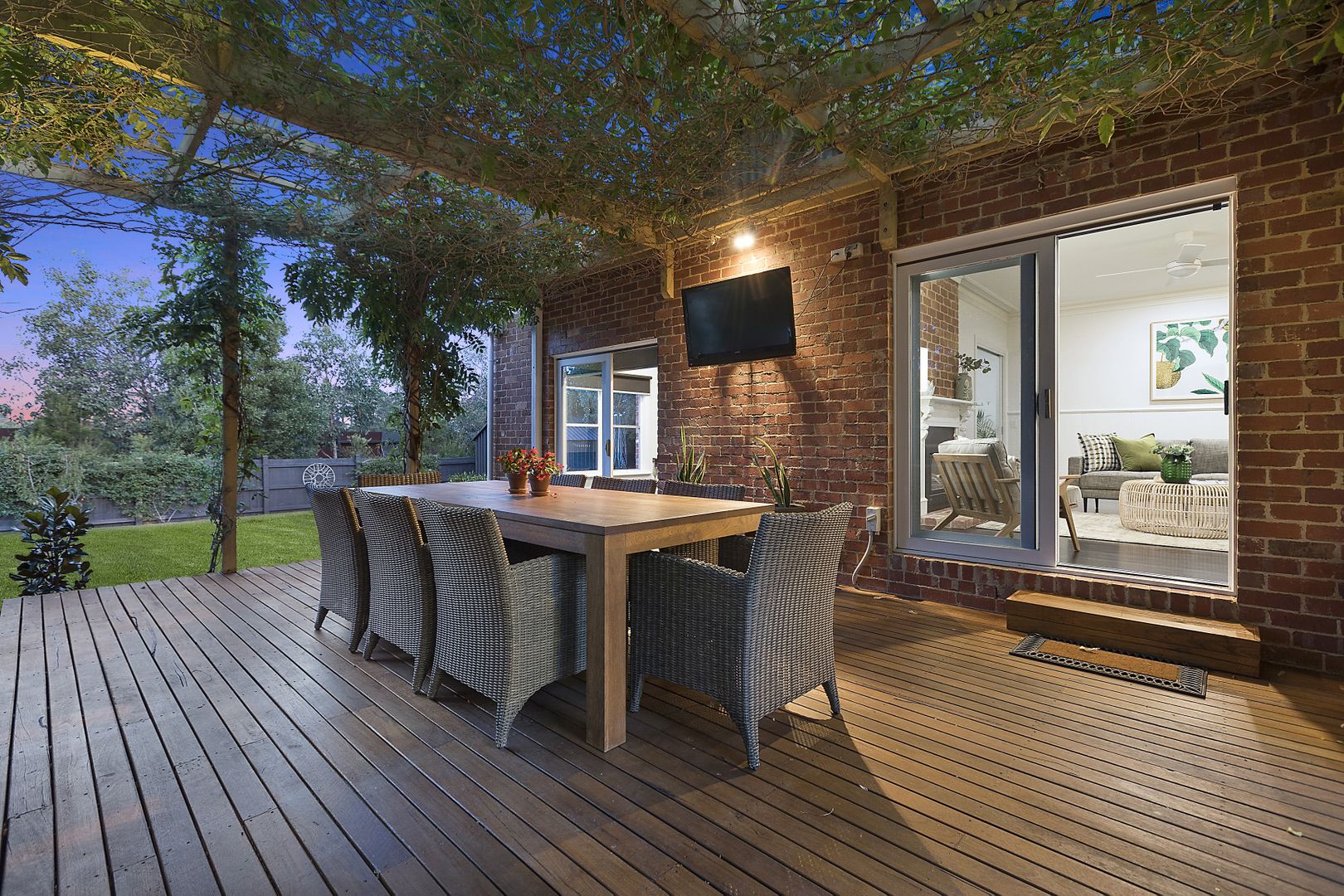 An inviting outdoor area perfect for entertaining guests.