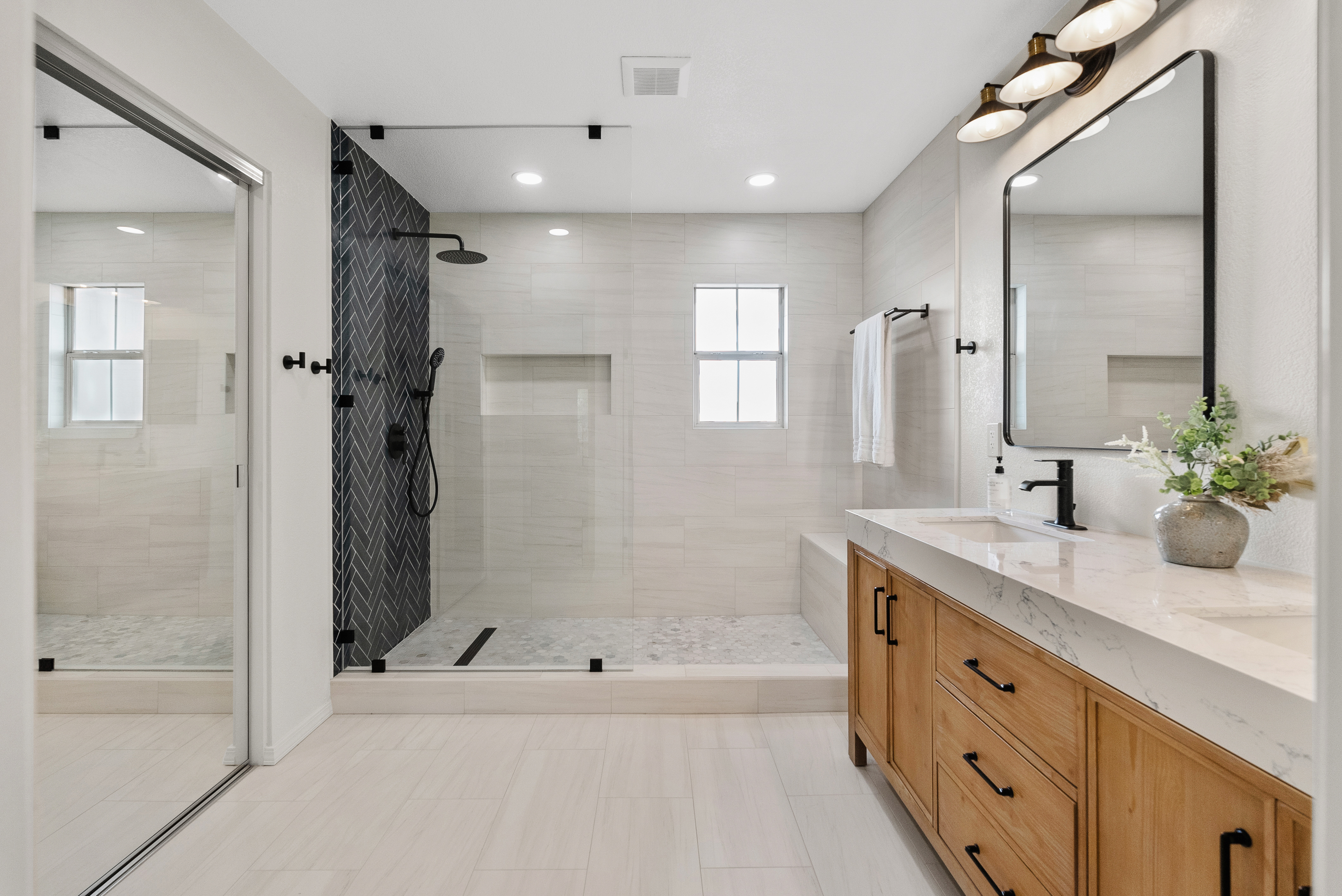 Modern bathroom with double vanity