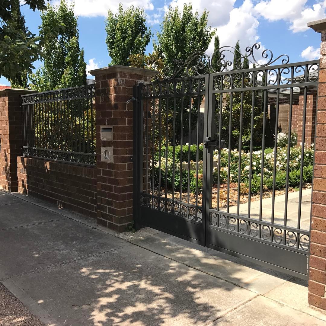 Custom double pedestrian gate with premium security latch lock