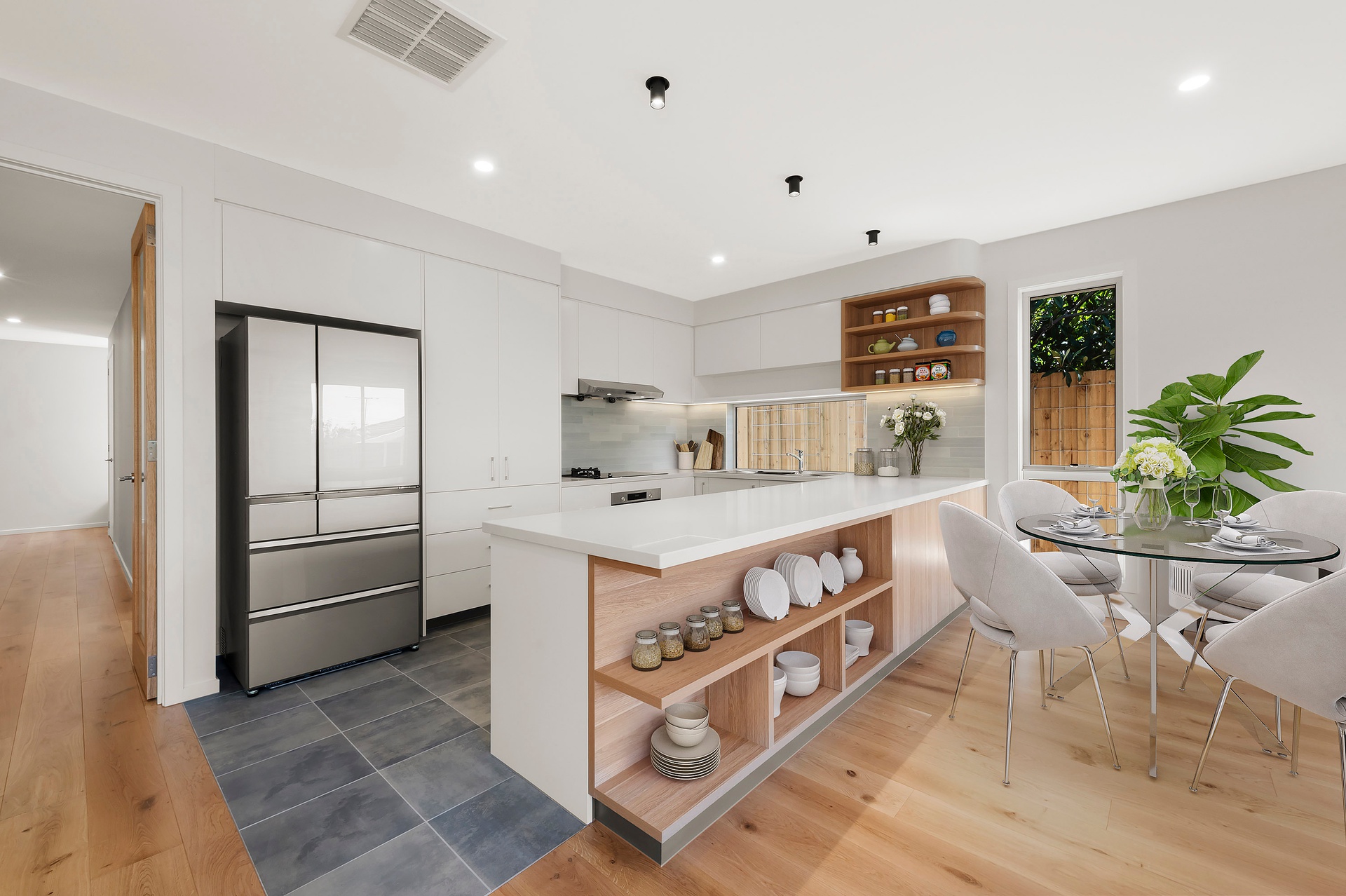 Modern kitchen with large island counter