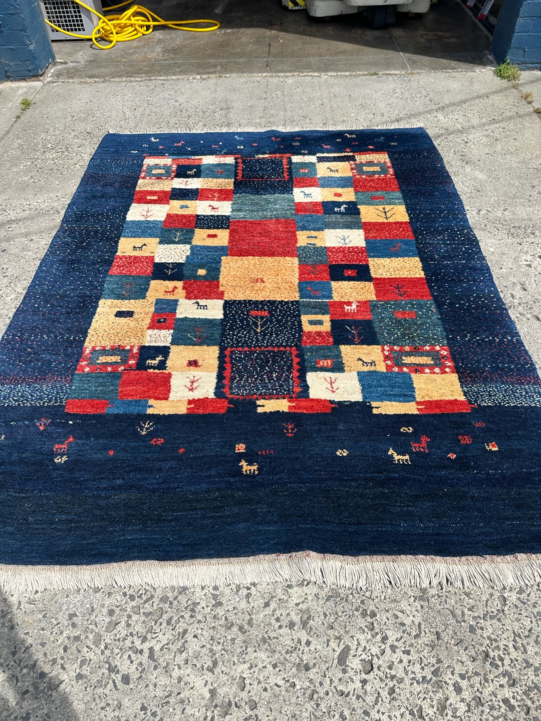 Dust removal process on vibrant rug
