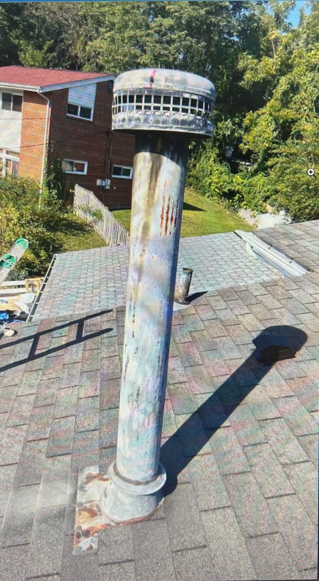 Old B-Vent chimney showing signs of rust