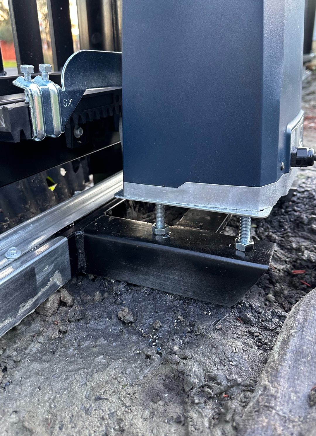 Close-up view of sliding gate mechanism